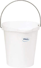 Vikan - 3 Gal, Polypropylene Round White Single Pail with Pour Spout - Handle Included - USA Tool & Supply