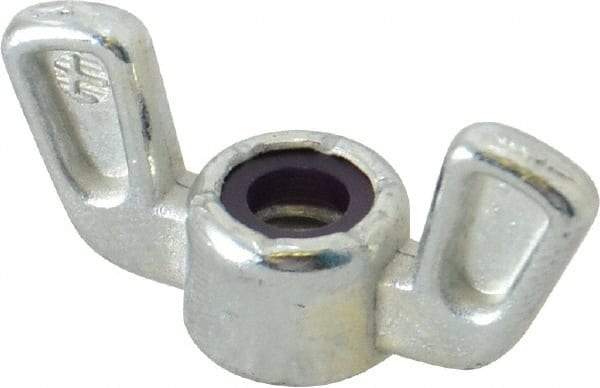 Value Collection - 1/4-20 UNC, Zinc Plated, Zinc Alloy Nylon-Insert Locking Wing Nut - Grade 2, 1-1/4" Wing Span, 19/32" Wing Span - USA Tool & Supply