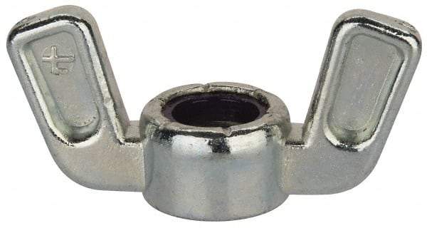 Value Collection - 3/8-16 UNC, Zinc Plated, Zinc Alloy Nylon-Insert Locking Wing Nut - Grade 2, 1-1/2" Wing Span, 0.718" Wing Span - USA Tool & Supply