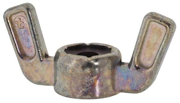 Value Collection - #8-32 UNC, Zinc Plated, Zinc Alloy Nylon-Insert Locking Wing Nut - Grade 2, 1.031" Wing Span, 1/2" Wing Span - USA Tool & Supply