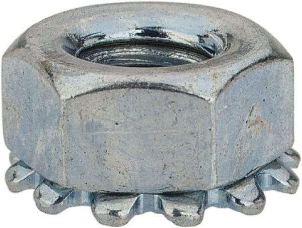 Value Collection - M4x0.7, Zinc Plated, Steel Hex Nut with External Tooth Washer - 8.2mm Washer Diam, 7mm Width Across Flats - USA Tool & Supply