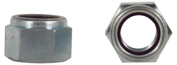 Value Collection - 1-1/8 - 7 UNC Grade B Hex Lock Nut with Nylon Insert - 1-5/8" Width Across Flats, 1-11/64" High, Zinc-Plated Finish - USA Tool & Supply