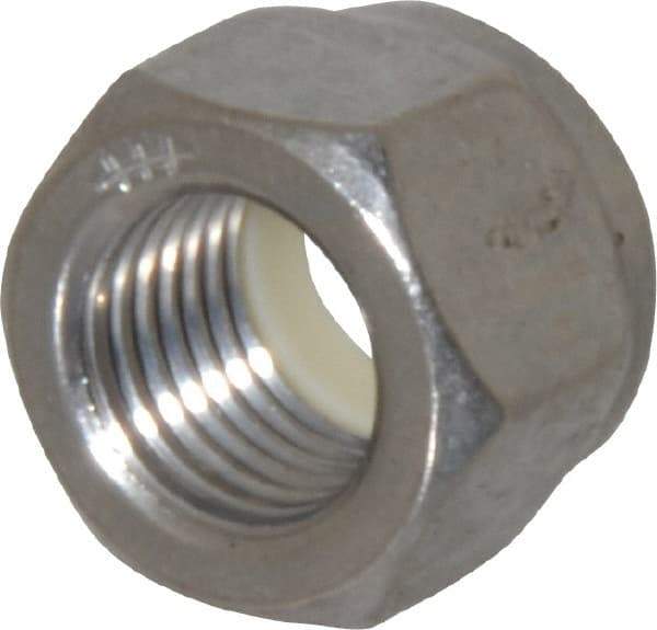 Value Collection - 3/8-24 UNF 18-8 Hex Lock Nut with Nylon Insert - 9/16" Width Across Flats, 29/64" High, Uncoated - USA Tool & Supply