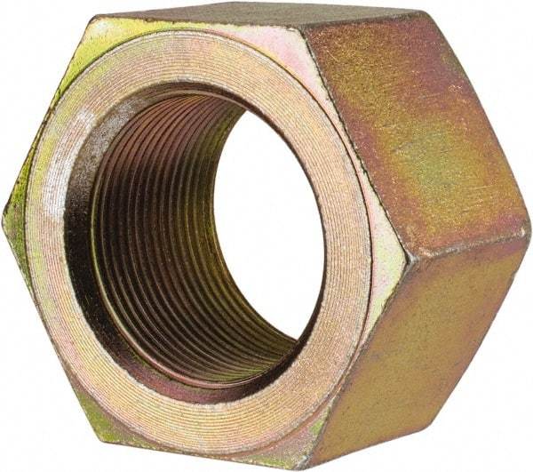 Value Collection - 1-3/4 - 12 UN Steel Right Hand Hex Nut - 2-3/4" Across Flats, 1-1/2" High, Zinc Yellow Dichromate Finish - USA Tool & Supply