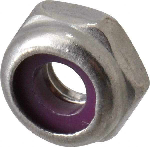 Value Collection - #10-32 UNF 18-8 Hex Lock Nut with Nylon Insert - 3/8" Width Across Flats, 3/16" High, Uncoated - USA Tool & Supply