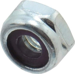 Value Collection - #10-32 UNF Grade 2 Hex Lock Nut with Nylon Insert - 3/8" Width Across Flats, 3/16" High, Zinc-Plated Finish - USA Tool & Supply