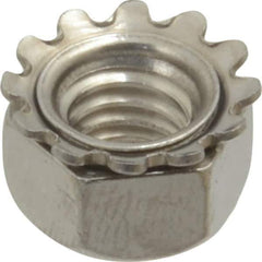 Value Collection - 5/16-18, 0.328" High, Uncoated, Stainless Steel Hex Nut with External Tooth Washer - 37/64" Washer Diam, 1/2" Width Across Flats, Grade 18-8 - USA Tool & Supply