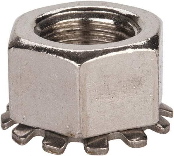 Value Collection - 3/8-24, 0.391" High, Uncoated, Stainless Steel Hex Nut with External Tooth Washer - 21/32" Washer Diam, 9/16" Width Across Flats, Grade 18-8 - USA Tool & Supply