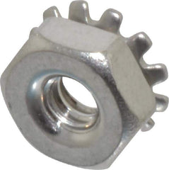 Value Collection - #6-32, 0.14" High, Uncoated, Stainless Steel Hex Nut with External Tooth Washer - 11/32" Washer Diam, 5/16" Width Across Flats, Grade 18-8 - USA Tool & Supply
