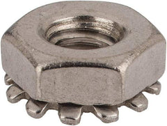 Value Collection - #10-24, 5/32" High, Uncoated, Stainless Steel Hex Nut with External Tooth Washer - 13/32" Washer Diam, 3/8" Width Across Flats, Grade 18-8 - USA Tool & Supply