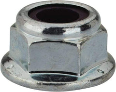 Value Collection - 5/16-18 UNC Grade 2 Hex Flange Lock Nut with Nylon Insert - 1/2" Width Across Flats, 3/8" High, Zinc-Plated Finish - USA Tool & Supply