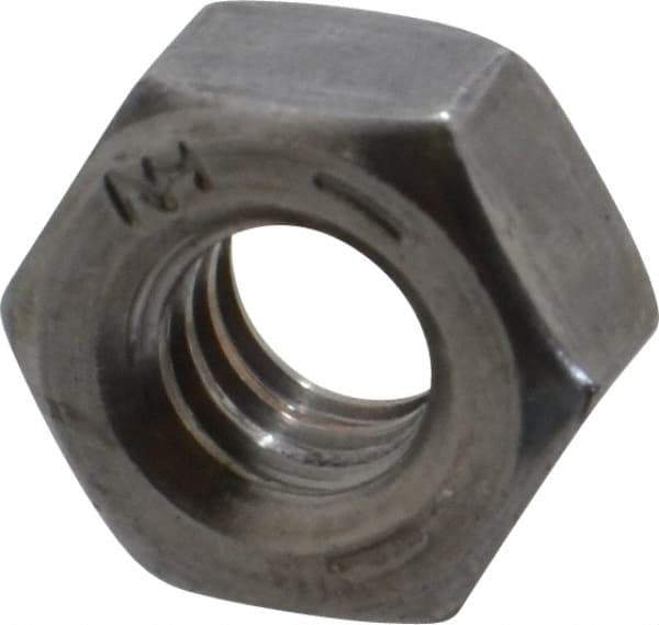 Value Collection - 1/4-20 UNC Steel Right Hand Hex Nut - 7/16" Across Flats, 0.226" High, Uncoated - USA Tool & Supply