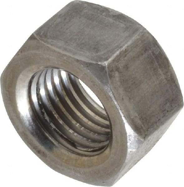Value Collection - 3/8-24 UNF Steel Right Hand Hex Nut - 9/16" Across Flats, 21/64" High, Uncoated - USA Tool & Supply
