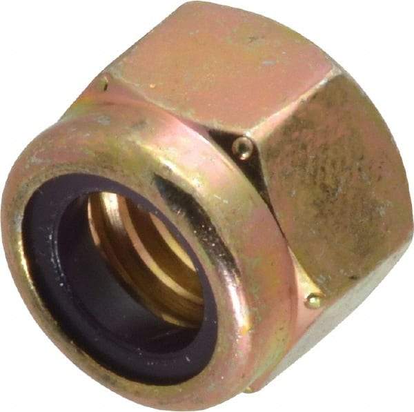 Value Collection - 3/8-16 UNC Grade 8 Hex Lock Nut with Nylon Insert - 9/16" Width Across Flats, 29/64" High, Zinc Yellow Dichromate Finish - USA Tool & Supply