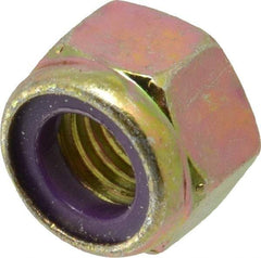 Value Collection - 9/16-12 UNC Grade 8 Hex Lock Nut with Nylon Insert - 7/8" Width Across Flats, 41/64" High, Zinc Yellow Dichromate Finish - USA Tool & Supply
