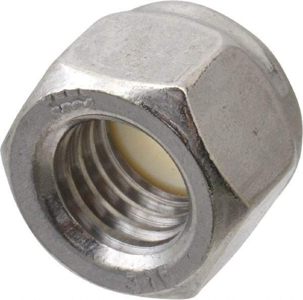 Value Collection - 1/2-13 UNC 316 Hex Lock Nut with Nylon Insert - 3/4" Width Across Flats, 19/32" High, Uncoated - USA Tool & Supply