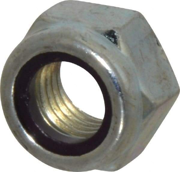 Value Collection - M12x1.50 Metric Fine Grade 8 Hex Lock Nut with Nylon Insert - 12mm High, Zinc-Plated Finish - USA Tool & Supply