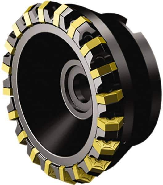 Sandvik Coromant - 80mm Cut Diam, 27mm Arbor Hole, 6mm Max Depth of Cut, 60° Indexable Chamfer & Angle Face Mill - 12 Inserts, HNEF 090508 Insert, Right Hand Cut, Through Coolant, Series CoroMill S-60 - USA Tool & Supply