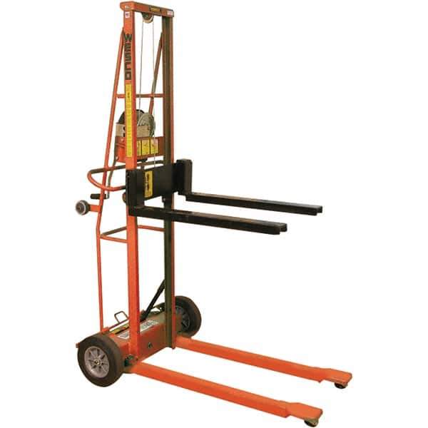 Wesco Industrial Products - 750 Lb Capacity, 62" Lift Height, Adjustable Forks Option for Triple Truck Manually Operated Lift - USA Tool & Supply