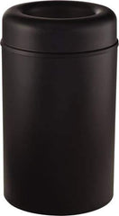 Rubbermaid - 30 Gal Black Round Decorative Waste Receptacle With Top - Steel, 876mm High - USA Tool & Supply