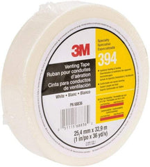 3M - 36 Yds. x 1", White Nonwoven Fabric Film Tape - 394 Series, 4 mil Thick, 6 Lb./Inch Tensile Strength - USA Tool & Supply