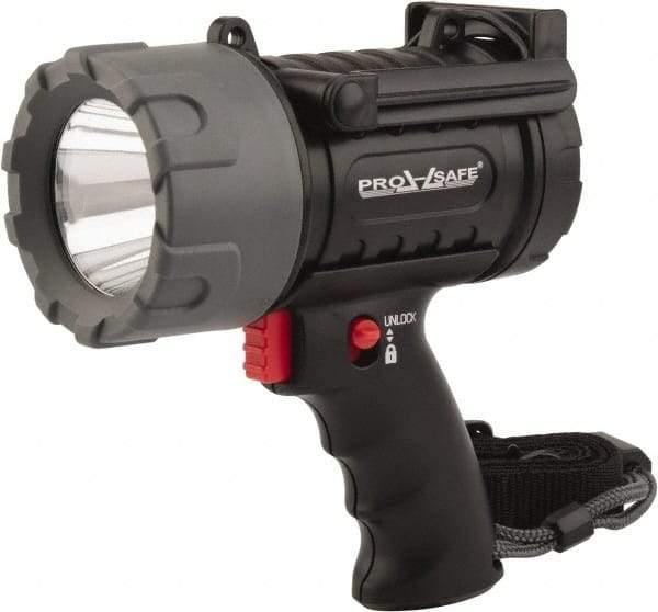 PRO-SAFE - White LED Bulb, 180 Lumens, Spotlight/Lantern Flashlight - Black Plastic Body, 3 C Alkaline Batteries Not Included - USA Tool & Supply