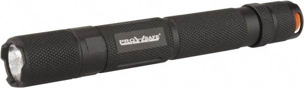 PRO-SAFE - White LED Bulb, 65 Lumens, Industrial/Tactical Flashlight - Matte Dark Charcoal Aluminum Body, 2 AA Alkaline Batteries Not Included - USA Tool & Supply