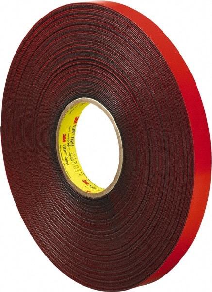 3M - 3/4" x 36 Yd Acrylic Adhesive Double Sided Tape - 45 mil Thick, Gray, Acrylic Foam Liner, Continuous Roll, Series 4611 - USA Tool & Supply