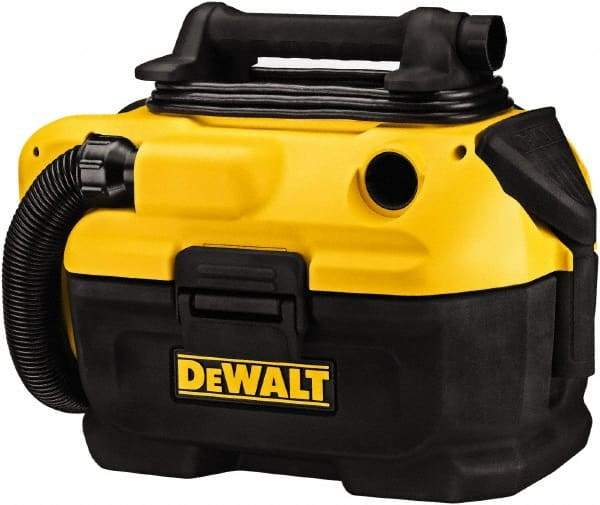 DeWALT - 2 Gal Plastic Tank, Electric & Battery Powered Wet/Dry Vacuum - 120 VAC & 18/20 Volt, 5' Hose Fitting, Cordless, HEPA Filter, Accessories Included - USA Tool & Supply