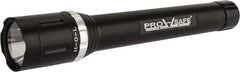PRO-SAFE - White LED Bulb, 220 Lumens, Industrial/Tactical Flashlight - Matte Charcoal Black Aluminum Body, 4 D Alkaline Batteries Not Included - USA Tool & Supply