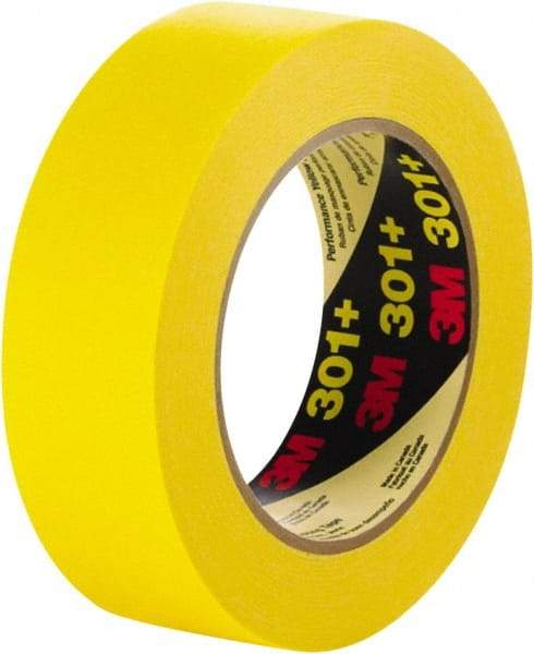 3M - 96mm Wide x 60 Yd Long Yellow Paper Masking Tape - Series 301+, 6.3 mil Thick, 22 In/Lb Tensile Strength - USA Tool & Supply