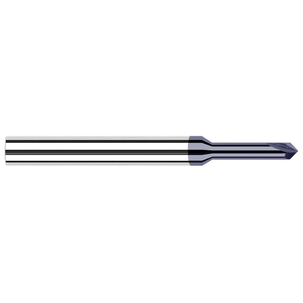 Chamfer Mill: 0.0469″ Dia, 2 Flutes, Solid Carbide 2-1/2″ OAL, 1″ Shank Dia, AlTiN Coated