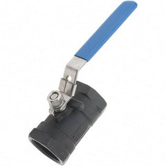 Value Collection - 1-1/2" Pipe, Carbon Steel Standard Ball Valve - 1 Piece, NPT Ends, Lever Handle, 2,000 WSP - USA Tool & Supply