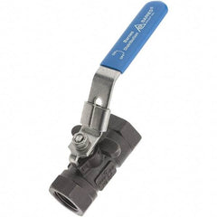 Value Collection - 1/2" Pipe, Carbon Steel Standard Ball Valve - 1 Piece, NPT Ends, Lever Handle, 2,000 WSP - USA Tool & Supply
