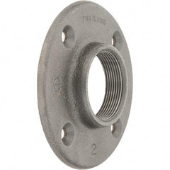 Value Collection - 2" Pipe, 5-1/2" OD, 1" Hub Length, Black Floor Pipe Flange - 4-1/4" Across Bolt Hole Centers, 5/16" Bolt Hole, 150 psi, Class 150 - USA Tool & Supply