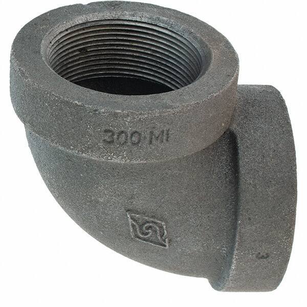 Value Collection - Size 2", Class 300, Malleable Iron Black Pipe 90° Elbow - 300 psi, Threaded End Connection - USA Tool & Supply