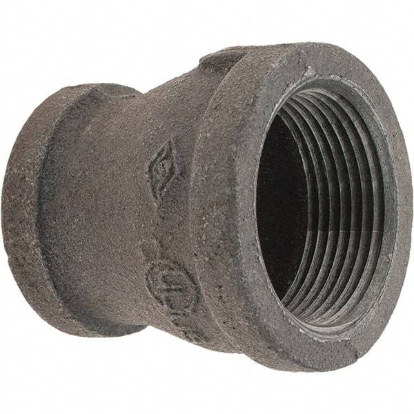 Value Collection - Size 1-1/4 x 1", Class 150, Malleable Iron Black Pipe Reducing Coupling - 150 psi, Threaded End Connection - USA Tool & Supply