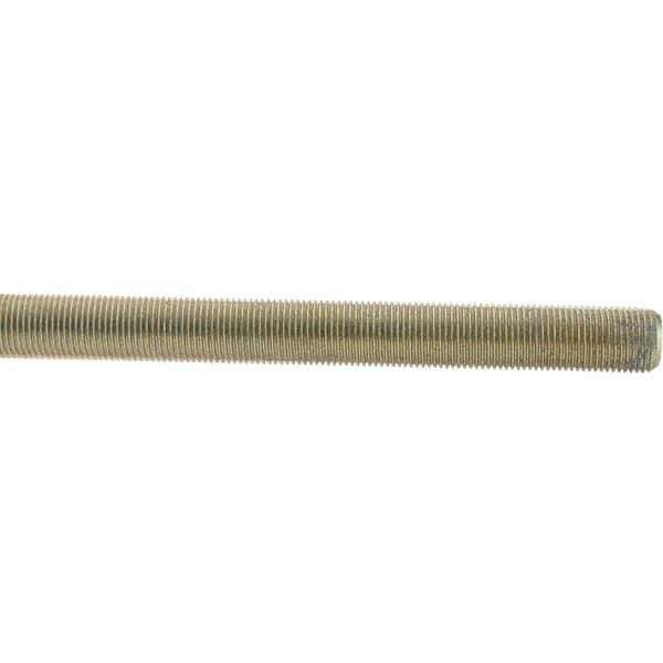 Value Collection - 5/8-18 UNF (Fine), 3' Long, Low Carbon Steel Threaded Rod - Yellow Zinc-Plated Finish - USA Tool & Supply