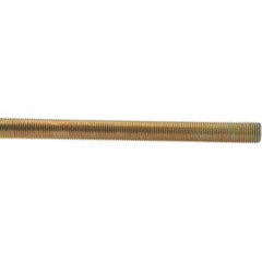 Value Collection - 1/2-20 UNF (Fine), 3' Long, Low Carbon Steel Threaded Rod - Yellow Zinc-Plated Finish - USA Tool & Supply