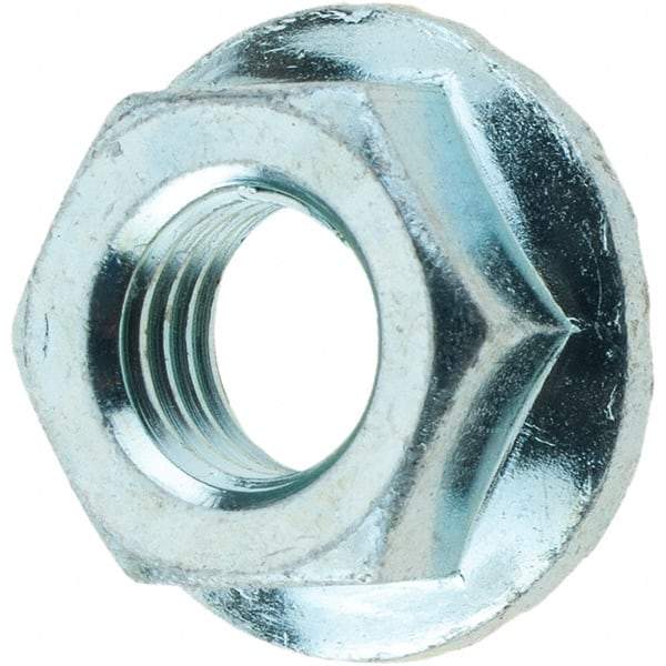 Value Collection - 5/16-24, 0.68" Flange Diam, Serrated Flange Nut - Grade Grade 2 Steel, Zinc-Plated Finish, 0.283" Flange Height - USA Tool & Supply