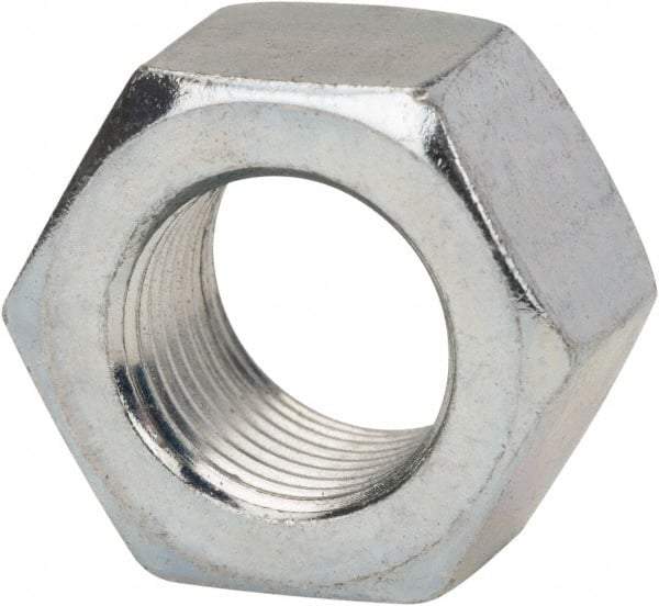 Made in USA - 1/4-28 UN Steel Right Hand Hex Nut - 7/16" Across Flats, 7/32" High, Zinc Clear Finish - USA Tool & Supply