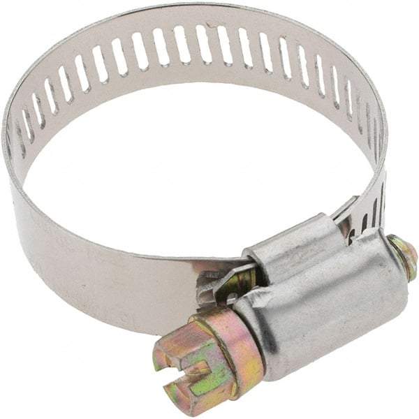 Value Collection - SAE Size 16, 13/16 to 1-1/2" Diam, Stainless Steel Worm Drive Clamp - 1/2" Wide - USA Tool & Supply