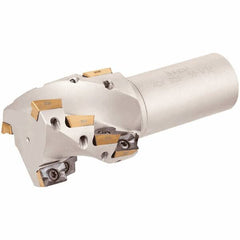 Iscar - 1-1/4" Cut Diam, 1" Max Depth of Cut, 1-1/4" Shank Diam, 4" OAL, Indexable Square Shoulder Helical End Mill - Weldon Shank, 90° Lead Angle, Series Helimill - USA Tool & Supply