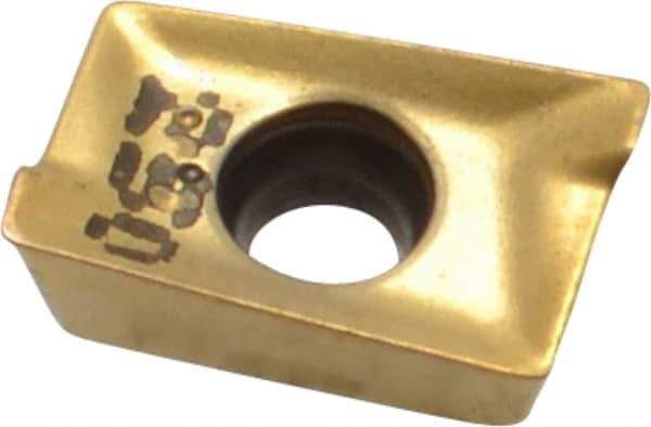 Iscar - APKT1003 RM Grade IC250 Carbide Milling Insert - TiCN/TiN Finish, 0.1366" Thick, 0.5mm Corner Radius - USA Tool & Supply