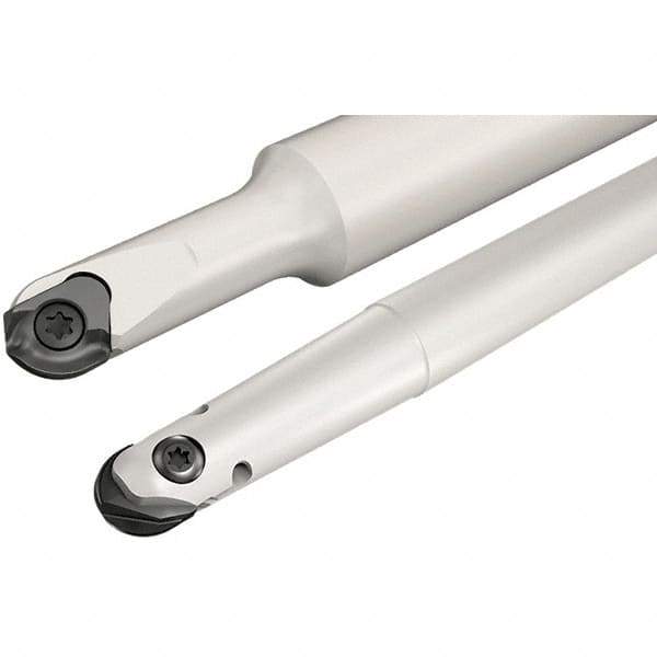Iscar - 8mm Cut Diam, 5.5mm Max Depth of Cut, 12mm Shank Diam, 80mm OAL, Indexable Ball Nose End Mill - 25mm Head Length, Straight Shank, CM D08 Toolholder, CR-D8 Insert - USA Tool & Supply