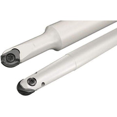 Iscar - 8mm Cut Diam, 5.5mm Max Depth of Cut, 12mm Shank Diam, 80mm OAL, Indexable Ball Nose End Mill - 25mm Head Length, Straight Shank, CM D08 Toolholder, CR-D8 Insert - USA Tool & Supply
