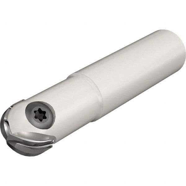 Iscar - 10mm Cut Diam, 6.4mm Max Depth of Cut, 12mm Shank Diam, 90mm OAL, Indexable Ball Nose End Mill - 25mm Head Length, Straight Shank, CM D10 Toolholder, CR-D10 Insert - USA Tool & Supply