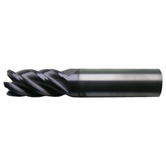 ‎1/2″ × 1/2″ × 1-1/4″ × 3″ RHS / RHC Solid Carbide 5-Flute High-Performance End Mill for Ferrous Materials - Bright - Exact Industrial Supply