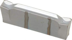 Iscar - DGN C IC328 Grade, 0.122" Cutting Width, Carbide Cutoff Insert - 0° Neutral Lead Angle, 0.0079" Cnr Rad, TiCN Coated, Double End - USA Tool & Supply