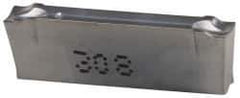 Iscar - DGN J IC308 Grade, 0.122" Cutting Width, Carbide Cutoff Insert - 0° Neutral Lead Angle, 0.0079" Cnr Rad, TiCN Coated, Double End - USA Tool & Supply